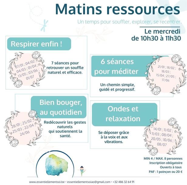 Les matins ressources  - le mercredi de 10h30 à 11h30 