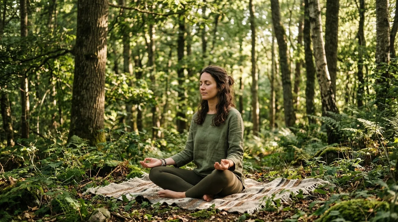 Méditation en forêt lors d’une marche nocturne silencieuse
